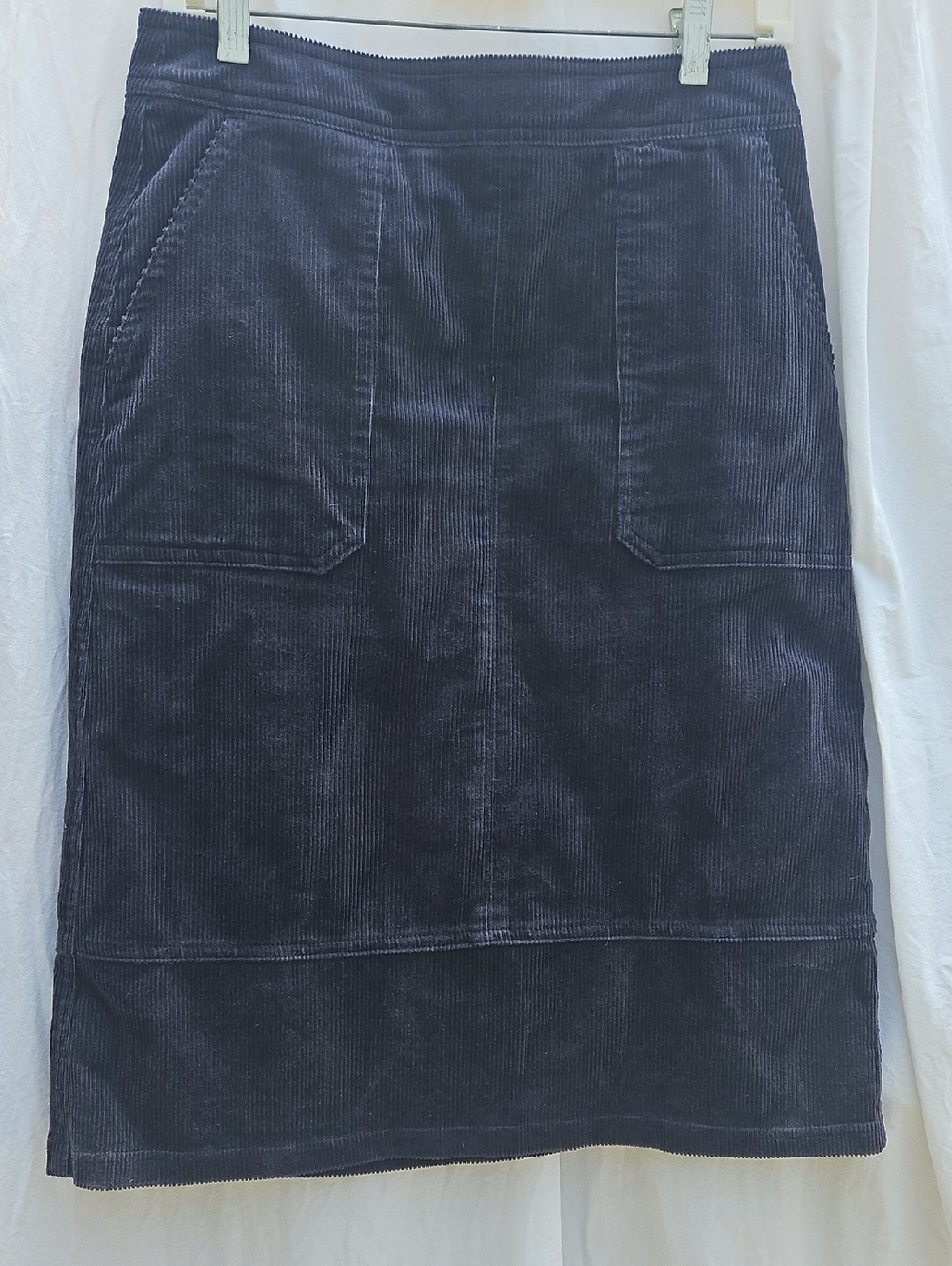 Boden Navy Corduroy Midi Skirt with Patch Pockets0010